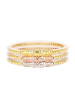 BUDHAGIRL Three Queens Bangles In Yellow Rose