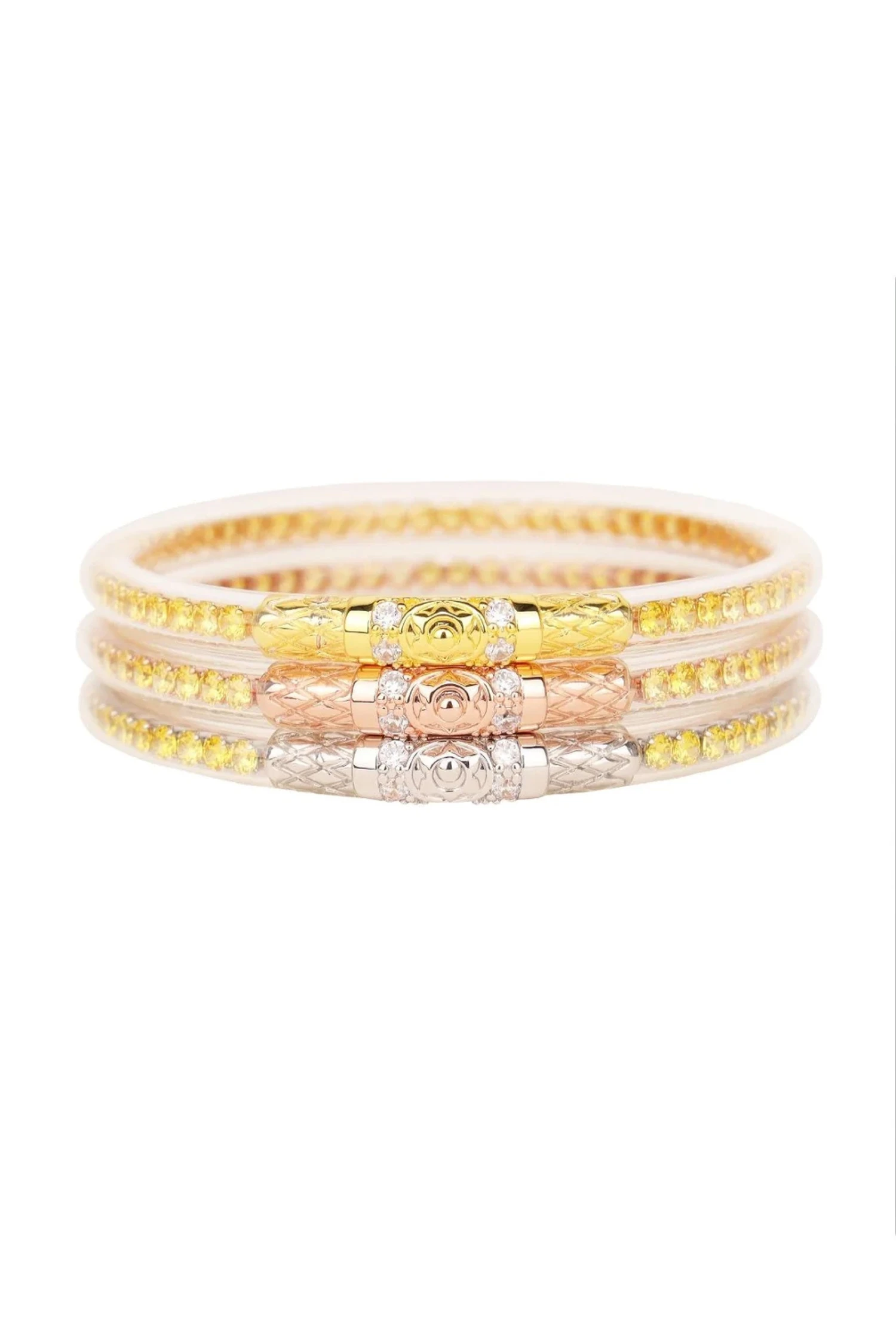 BUDHAGIRL Three Queens Bangles In Yellow Rose 1 BUDHAGIRL Three Queens Bangles In Yellow Rose
