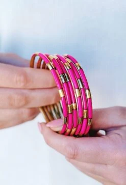 BUDHAGIRL Veda Bracelet Set In Pink -Modern Women Wear Budhagirl Veda Bracelet Set in Pink