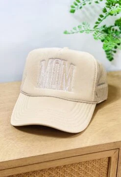 Charlie Southern: Mom Block Tan Trucker Hat