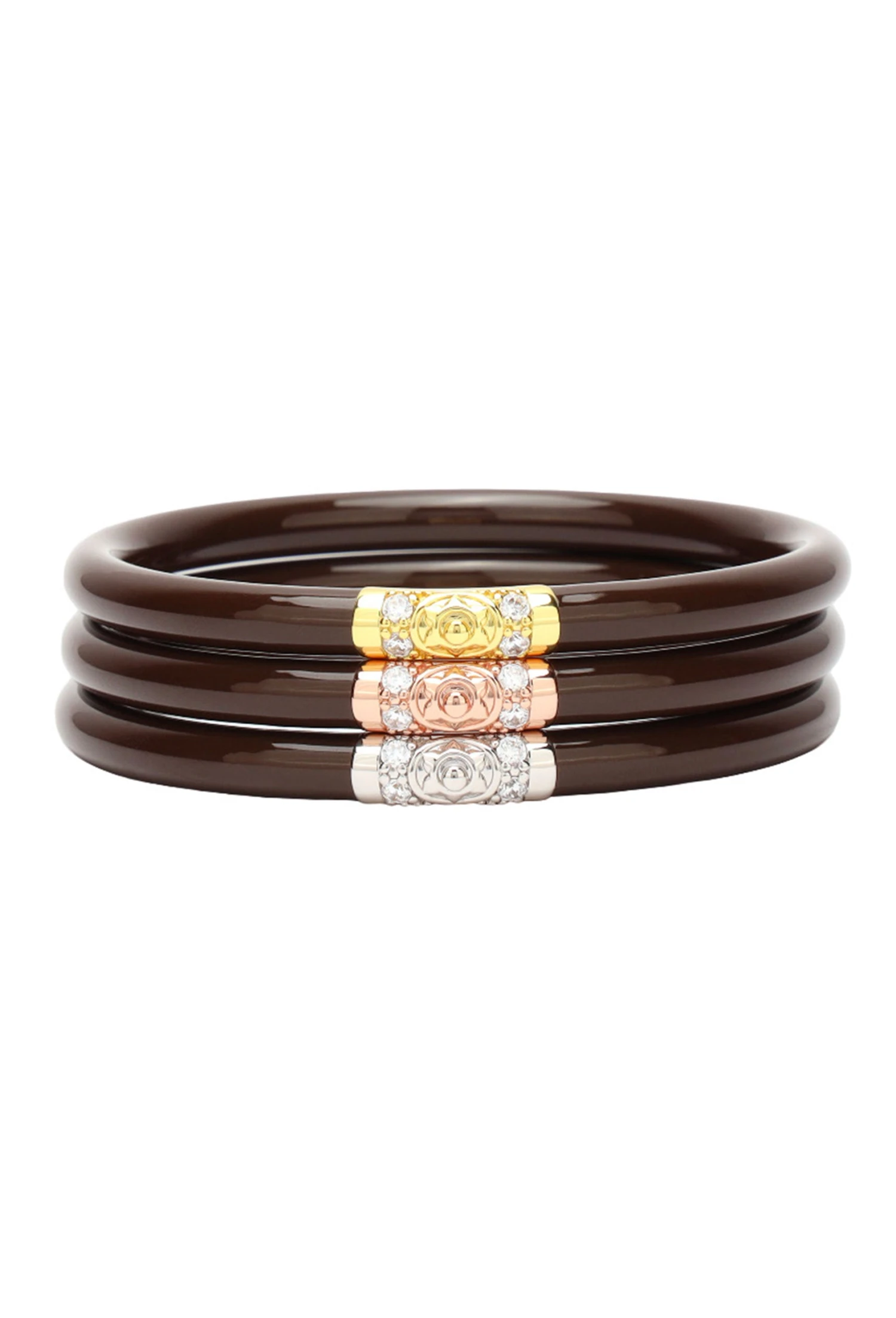 BUDHAGIRL Three Kings All Weather Bangles In Chocolate 1 BUDHAGIRL Three Kings All Weather Bangles In Chocolate