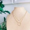 Gold Circle & Crystal Layered Necklace