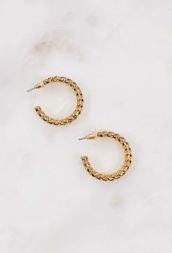 Gold Twisted Hoop Earrings -Modern Women Wear Gold Twisted Hoop Earrings1