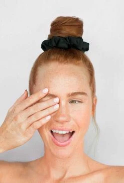 Kitsch Satin Sleep Scrunchies In Black -Modern Women Wear Kitsch The Satin Scrunchie Black2