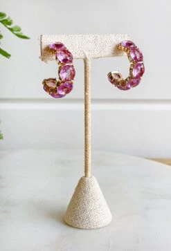 Maggie Crystal Hoop Earrings In Purple