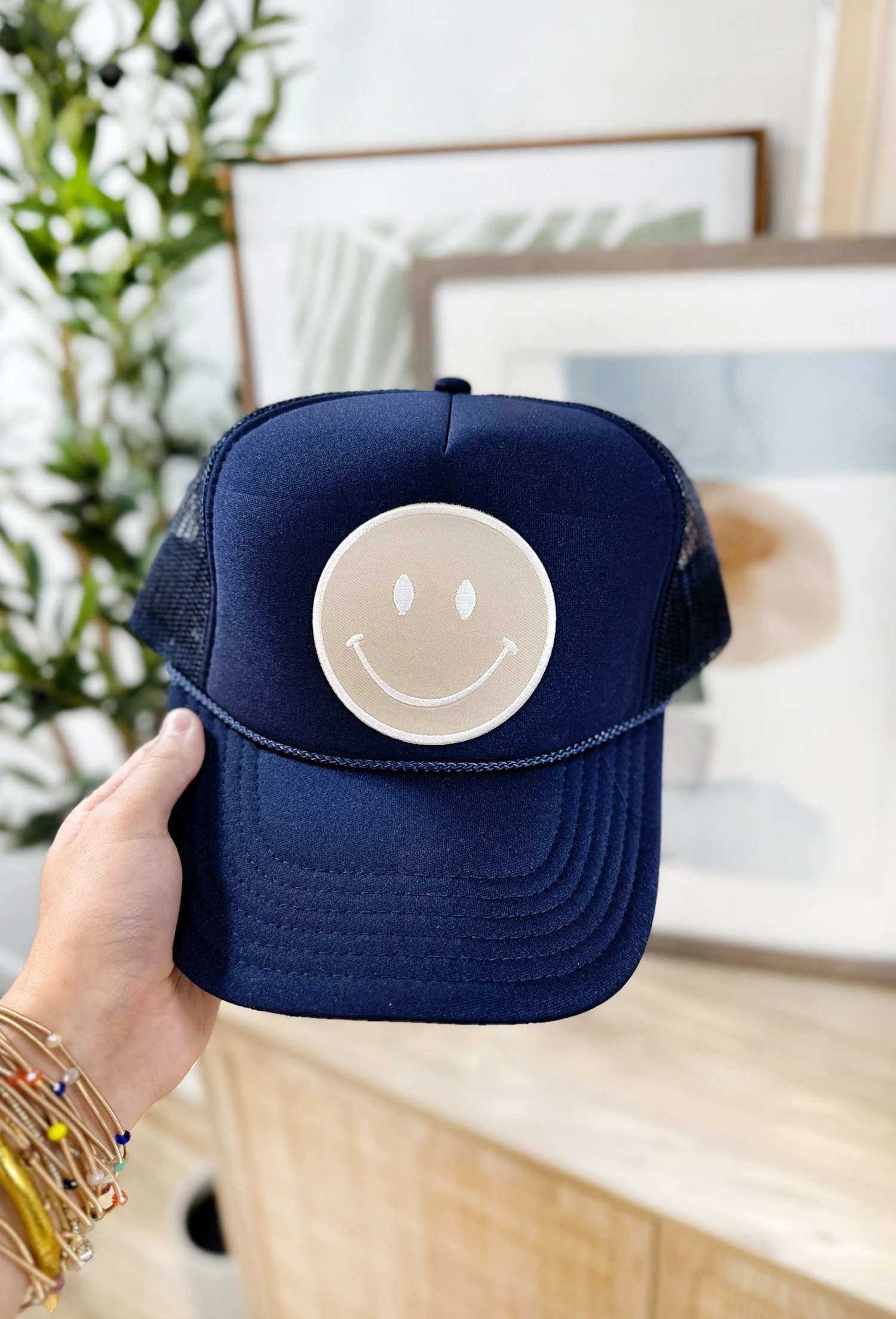 Naturally Happy Trucker Hat In Navy 1 Naturally Happy Trucker Hat In Navy