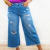 Olivia Wide Leg Distressed Jean By Vervet