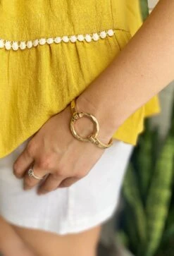 Perfect Days Hammered Bracelet In Gold