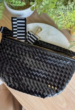 Pretty Simple Woven Westlyn Bum Bag In Black -Modern Women Wear PrettySimpleWovenWestlynBumBaginBlack5