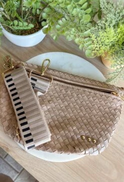 Pretty Simple Woven Westlyn Bum Bag In Taupe
