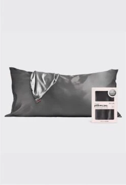 Kitsch Satin Pillowcase In Charcoal - King Size