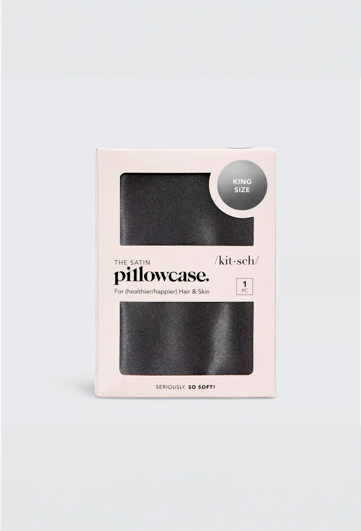Kitsch Satin Pillowcase In Charcoal - King Size 2 Kitsch Satin Pillowcase In Charcoal - King Size - Image 2