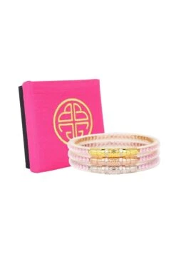 BUDHAGIRL Three Queens Bangles In Petal Pink -Modern Women Wear Three Queens AWB Petal Pink 2
