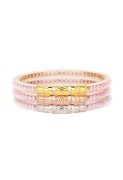 BUDHAGIRL Three Queens Bangles In Petal Pink