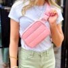 Tori Quilted Belt Bag In Light Pink