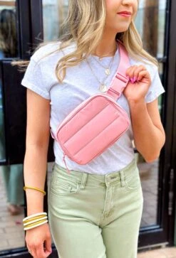 Tori Quilted Belt Bag In Light Pink