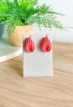 Give Or Take Earrings In Coral