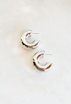 Hattie Hoop Earrings In Silver -Modern Women Wear WEB hattie hoop earrings in silver