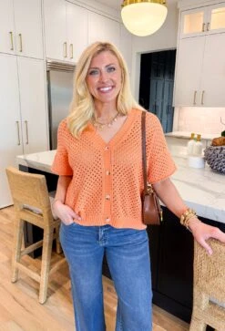 Apricot Glow Knit Top