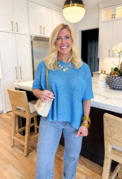 Better Now Knit Sweater In Pacific Blue