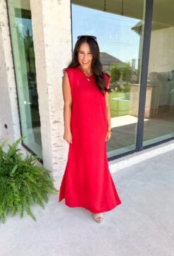 Distant Memory Midi Dress In Red