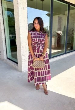 Fair & Square Midi Dress In Wine