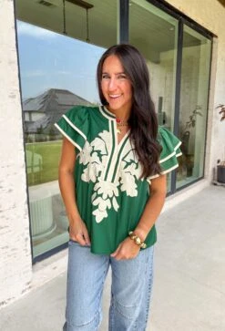 Give Me A Sign Top In Pine -Modern Women Wear WEB GiveMeASignTopinPine2