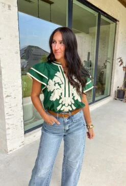 Give Me A Sign Top In Pine -Modern Women Wear WEB GiveMeASignTopinPine6