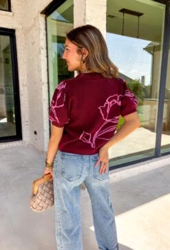 Miley Floral Short Sleeve Sweater 13 Miley Floral Short Sleeve Sweater -Modern Women Wear WEB MileyFloralShortSleeveSweater2