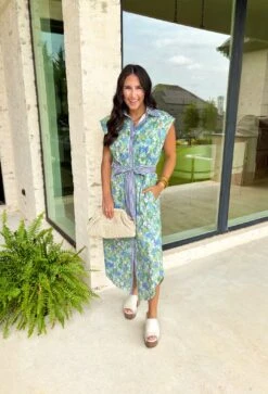 Summer Blues Floral Midi Dress