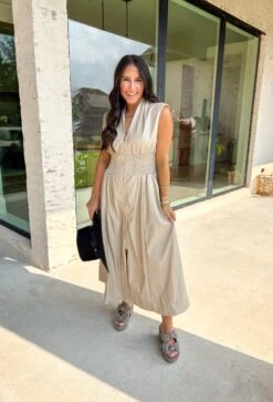 Think On It Midi Dress In Faux Leather