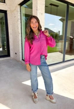 Z SUPPLY Alfie Button Up Top In Island Pink -Modern Women Wear WEB ZSupplyAlfieButtonUpTopinIslandPink5