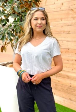 Z SUPPLY Asher V-Neck Tee In White