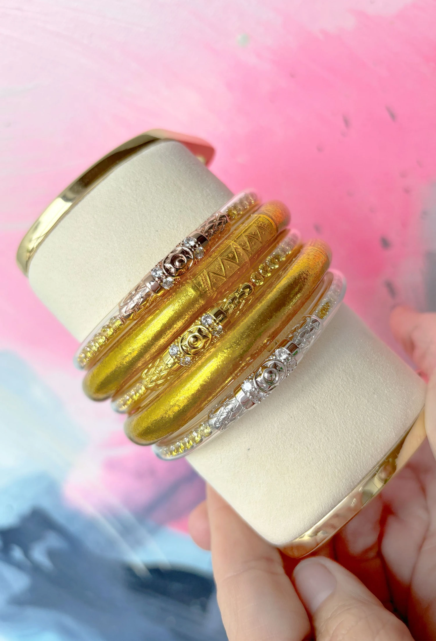 BUDHAGIRL Three Queens Bangles In Yellow Rose 2 BUDHAGIRL Three Queens Bangles In Yellow Rose - Image 2