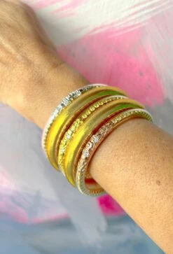 BUDHAGIRL Three Queens Bangles In Yellow Rose 5 BUDHAGIRL Three Queens Bangles In Yellow Rose -Modern Women Wear gold 3 queens