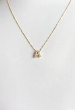 Gold Pave Bubble Initial Necklace
