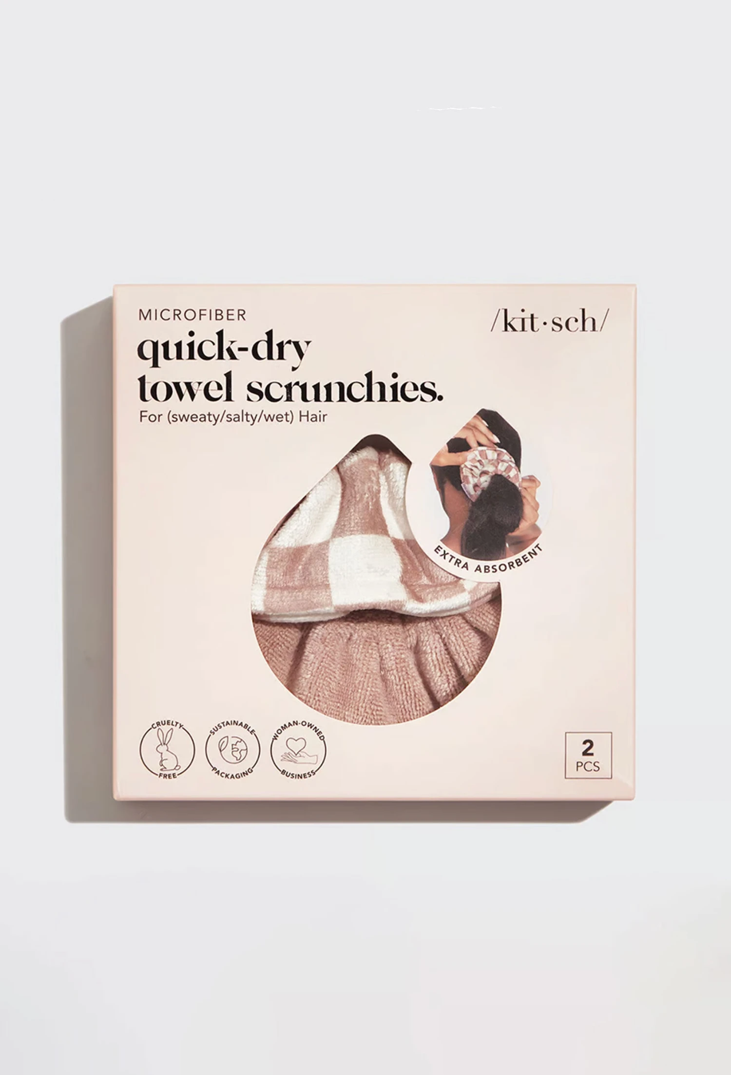 Kitsch Microfiber Towel Scrunchies In Checker 1 Kitsch Microfiber Towel Scrunchies In Checker