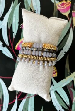 Madeline Beaded Bracelet Set In Gray