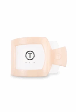 TELETIES Small Flat Square Clip- Almond Beige