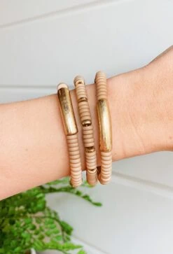 Worth A Shot Bracelet Set In Beige